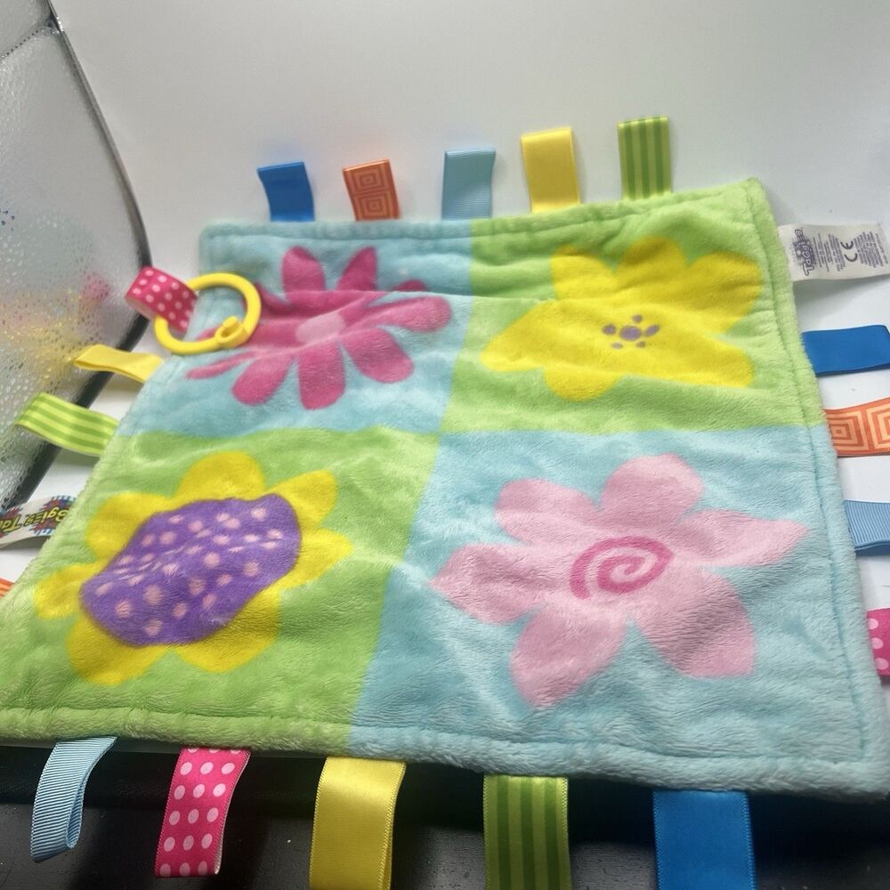 Bright Starts TAGGIES Comforter Plush 30cm Approx Flowers Tag Lovey Baby Sensory